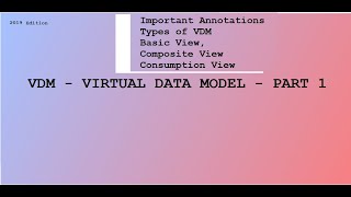VDM - Part 1 [ 2019 Edition ]  - Virtual Data Model - Different Annotation - Basic Concepts