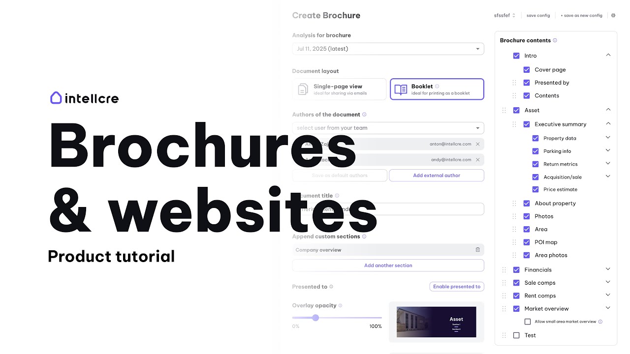 Create Property Brochures and Websites in under 5 minutes (IntellCRE Product Tutorial)