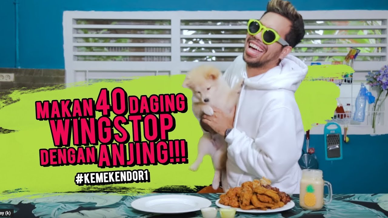 Makan 40 Daging WINGSTOP Dengan ANJING!!!  #KemeKendor1