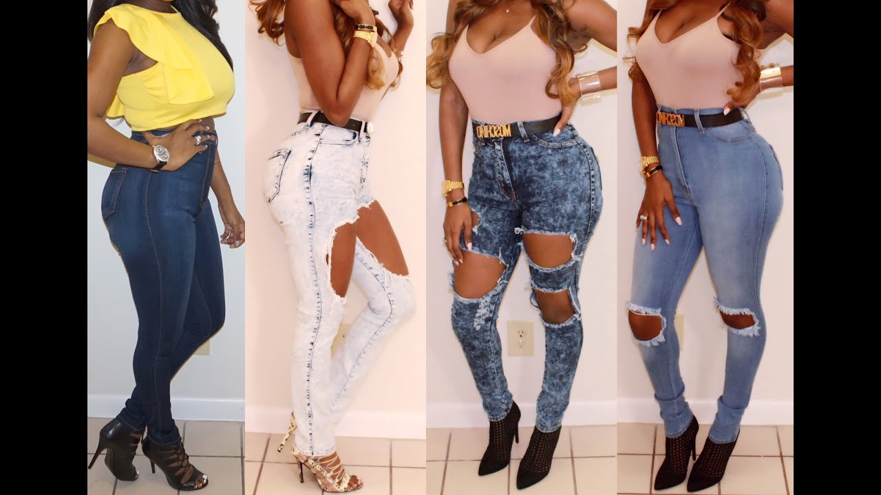 Under high waisted jeans on different body types and decor online