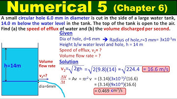 Numerical 5 Chapter 6 Physics Class 11 | Fluid Dynamics | 1st Year KPK Syllabus | Study With ME