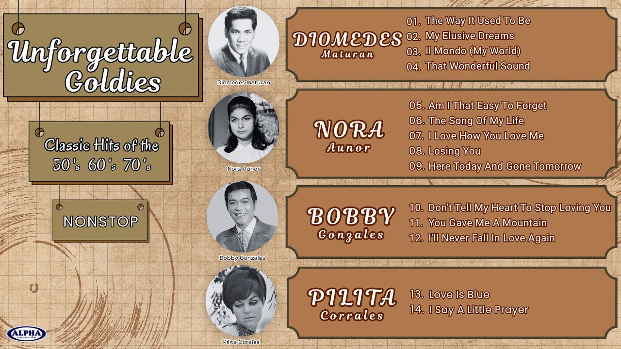 UNFORGETTABLE GOLDIES - NORA Aunor, PILITA Corrales, DIOMEDES Maturan, BOBBY Gonzales - NONSTOP 2026