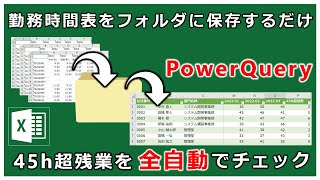 勤務時間表をフォルダに放り込むだけで残業45時間超の人を全自動でチェックできる【エクセル パワークエリ PowerQuery】