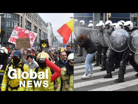 Belgian police clash with COVID-19 protesters in Brussels