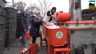 The field kitchen for rescuers and affected people after the shelling of a residential building