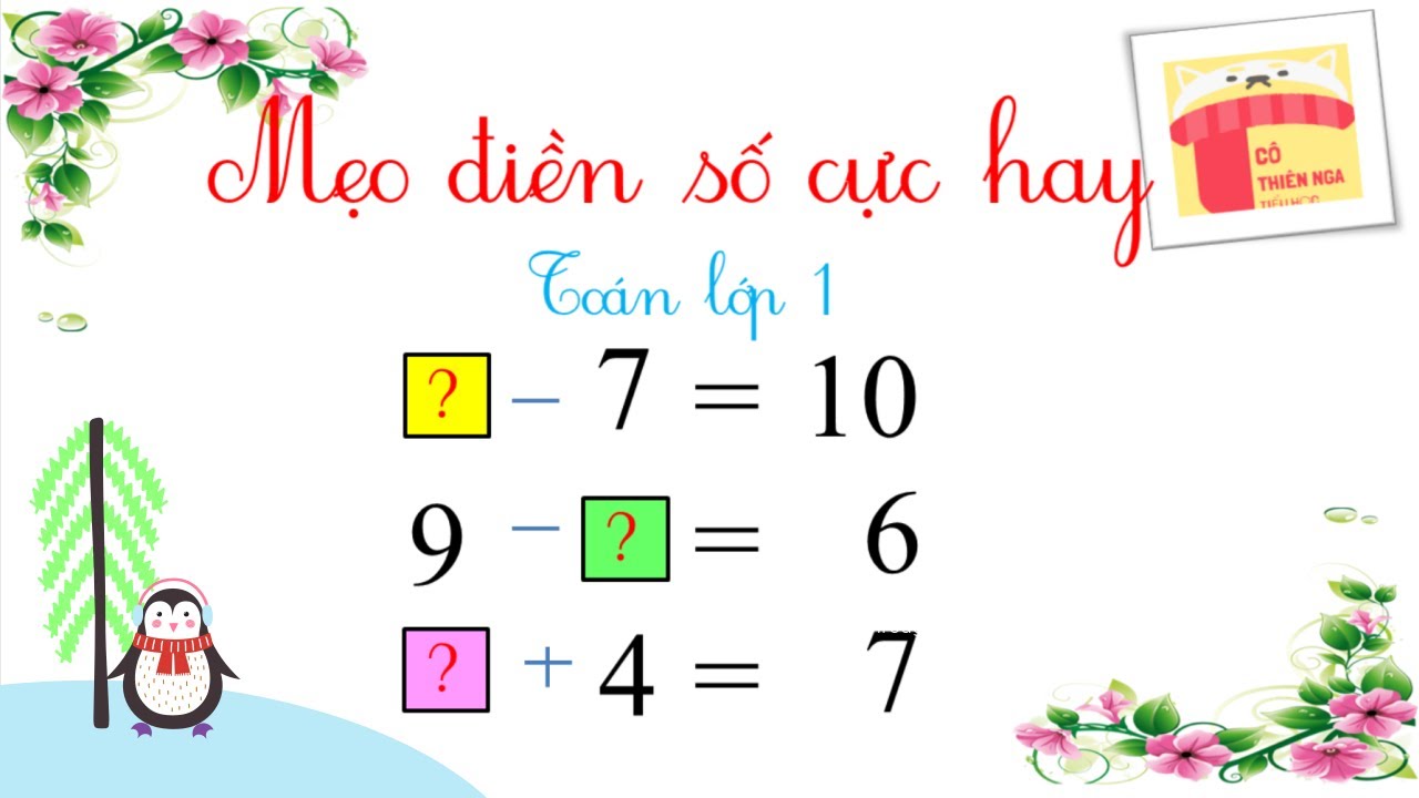 Học toán lớp 1 miễn phí | Toán lớp 1- Mẹo điền Số cực Hay – Toán tiểu học  – Cô Thiên Nga tiểu học