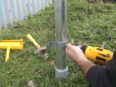 Wood fence with steel posts - YouTube