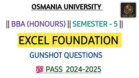 EXCEL FOUNDATION || B.COM HONOURS || OSMANIA UNIVERSITY || IMPORTANT QUESTIONS || @shivanipallela