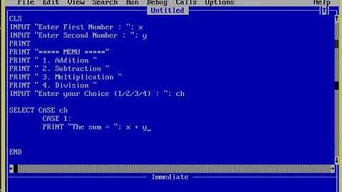 11 Tutorial on SELECT CASE Statement Arithmetic Operators Menu Base program