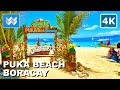 [4K] Puka Beach in Boracay Island Philippines 2023 Walking Tour Vlog &amp; Vacation Travel Guide 🎧