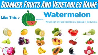 Summer Fruits And Vegetables Name | Daily Use English Vocabulary