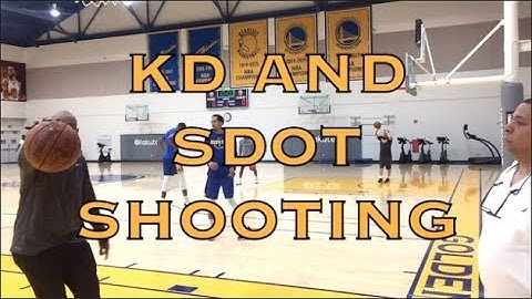 Kevin Durant and Shaun Livingston splashing after practice in Oakland, day before 2018 WCF G4