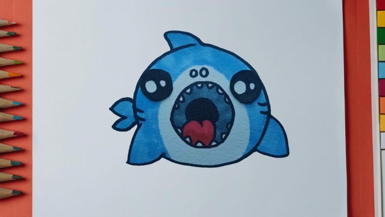 How To Draw A Cute Shark - YouTube