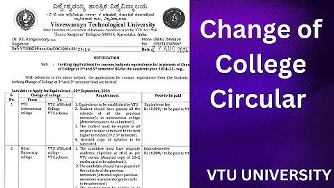 CHANGE OF COLLEGE CIRCULAR VTU UNIVERSITY