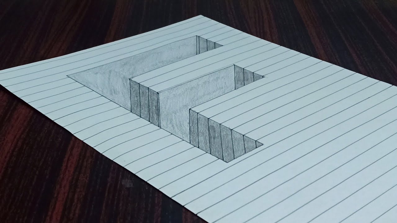 How to Draw 3D F in hole - How to Draw 3D letters - Very easy tricks of ...