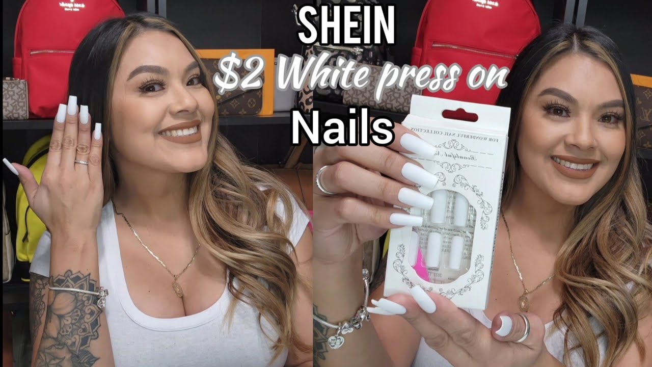 WHITE PRESS ON NAILS AT HOME | $2 SHEIN | DIY | MATTE WHITE NAILS | 500 SUBSCRIBERS