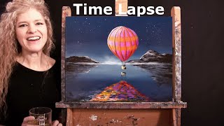 TIME LAPSE - Learn How to Paint "MIDNIGHT BALLOON RIDE" with Acrylic - Landscape Step by Step Lesson screenshot 5