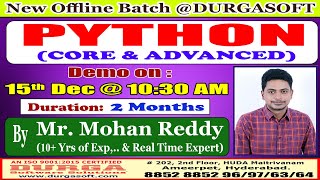 PYTHON (CORE & ADVANCED) Offline Training @ DURGASOFT