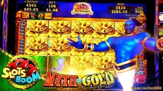 MYTH of GOLD !!! BONUSES !!!  NEW KONAMI Video Slot in San Manuel Casino