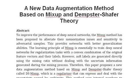 A New Data Augmentation Method Based on Mixup and Dempster Shafer Theory