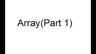Array(Part 1)