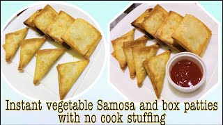 INSTANT SAMOSA &BOX PATTIES WITH 2 no cook stuffing—onion samosa,paneer matar samosa,Ramadan special