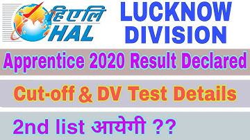 HAL Apprentice form  Result// Cut-off // Second list.