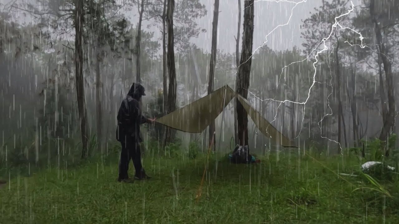 Solo Camping in Long Heavy Rain - Relaxing Camping Heavy Rain - YouTube