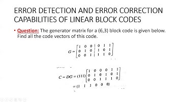 Class 1 to 3: Module 4: Error detection and correction