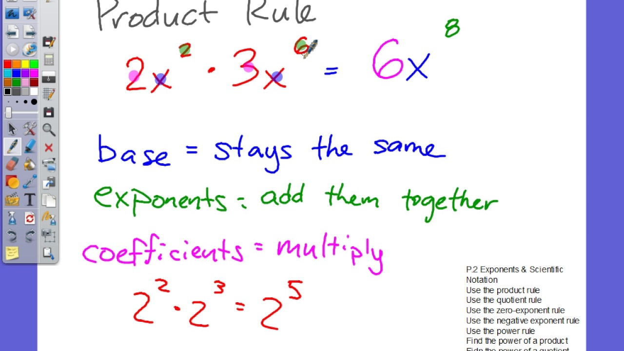 Mooney - Review - 2 Exponents & Scientific Notation the product rule ...