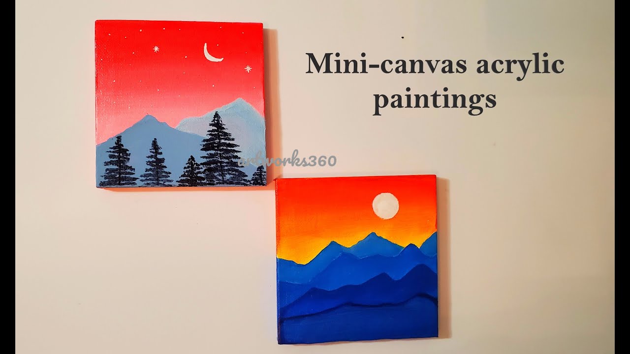 Acrylic mountain painting|mini canvas painting|acrylic painting ...