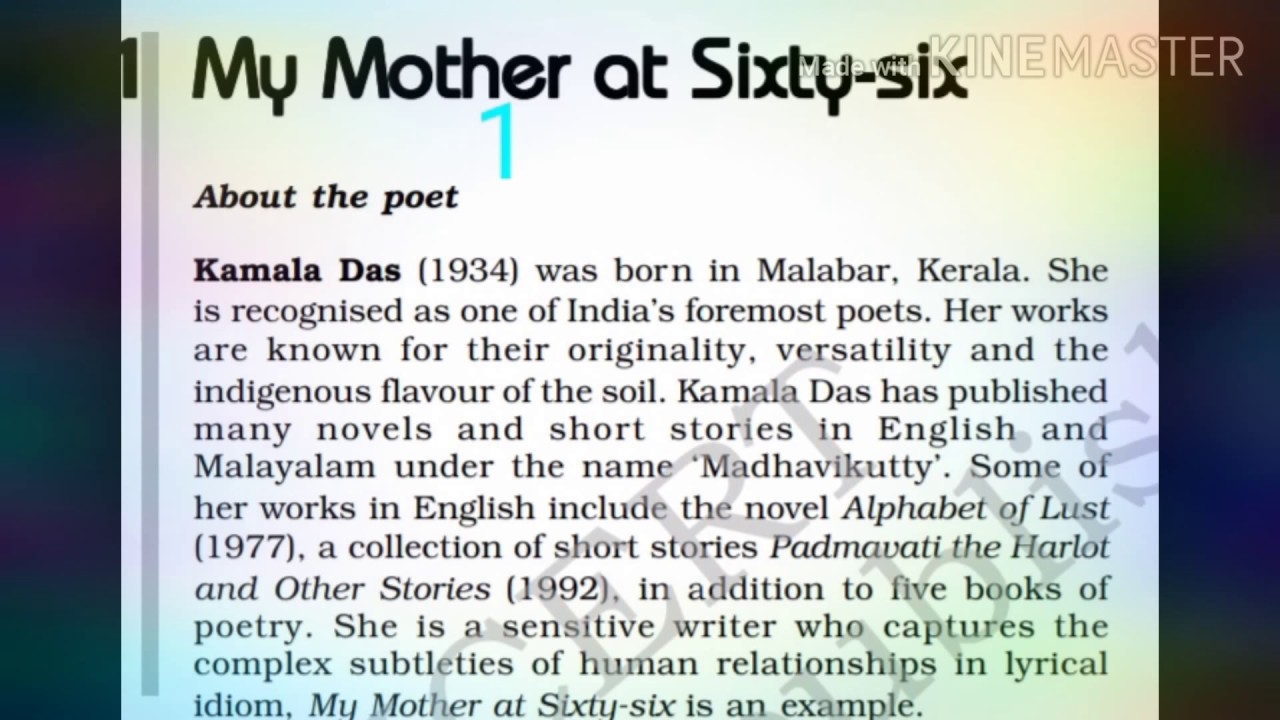 Poem 1 My Mother At SixtySixby Kamala Das YouTube
