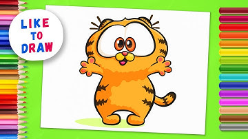How to Draw GARFIELD step by step | Little Funny Ginger Cat Drawing Tutorial | Simple Easy Guide Tip