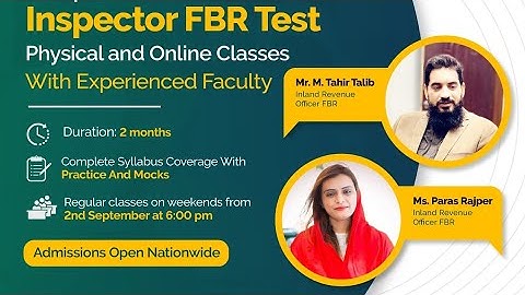 FBR Inland Revenue Inspector Test - Lecture 2