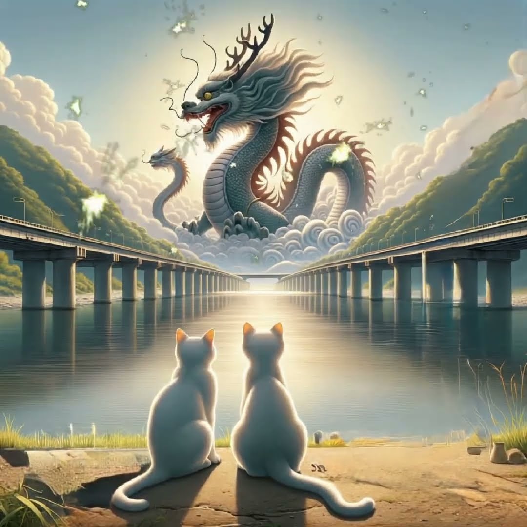 1000曲ノックNo.21 奇跡の竜神様と白猫たち￼ #cat dragon - YouTube