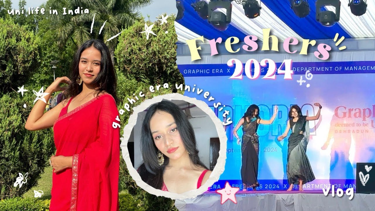 FRESHERS 2024 VLOG 🪩💃🏻 graphic era university 🇮🇳MBA & BBA