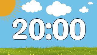 20 Minute Cute Calm Summer Classroom Timer (No Music, Happy Harp Alarm at End)