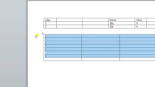 Class 6  ( Creating tables in MS Word)