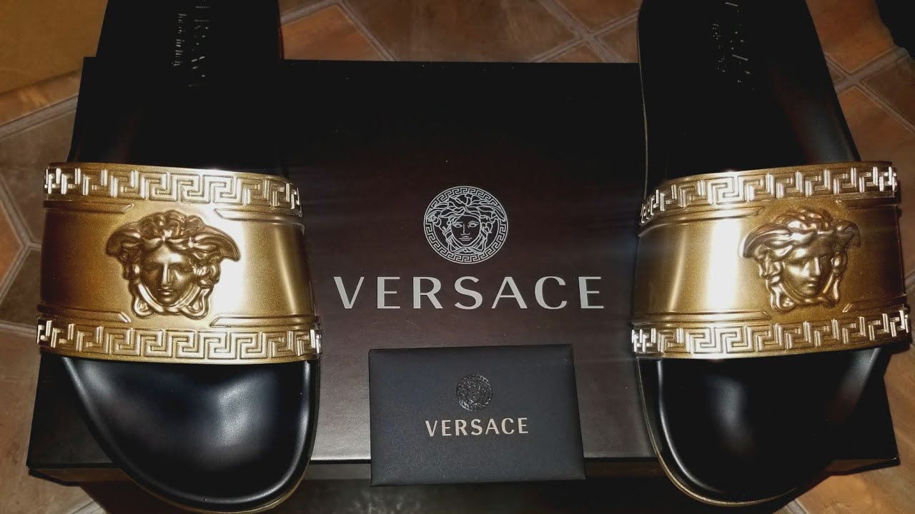 versace slides silver