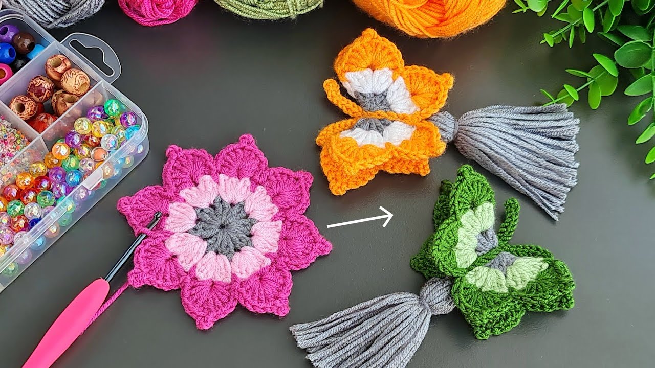 3D🦋Make MONEY with This SUPER EASY Crochet Mini Butterfly Keychain! 🥰 Sell and give as a gift.