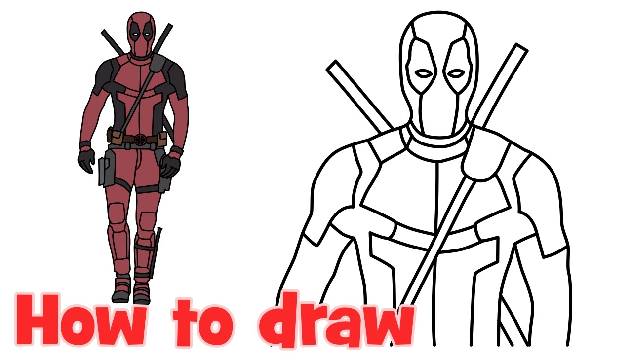 How to draw Deadpool Superhero Full Body step by step drawing ...