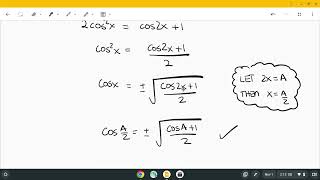 M170 5 4 part 1 Half Angle Formulas