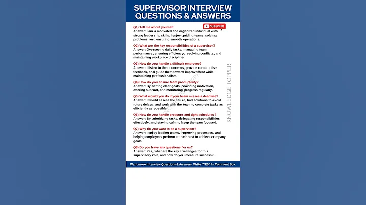 Supervisor Interview Questions and Answers