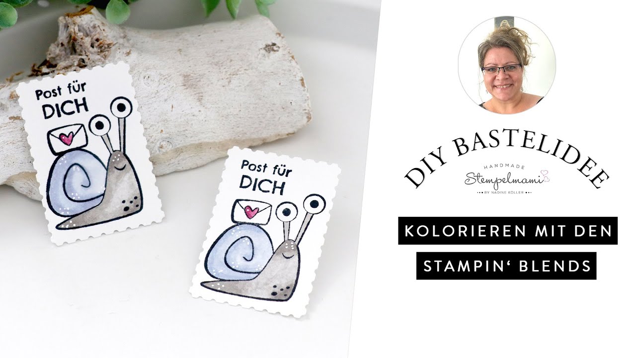 Anleitung Kolorieren mit den Stampin' Blends | Etikett Schneckenpost | Papierreste verbasteln