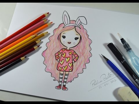 Desenhando menina kawaii Bonequinha Colorindo desenho kawaii 