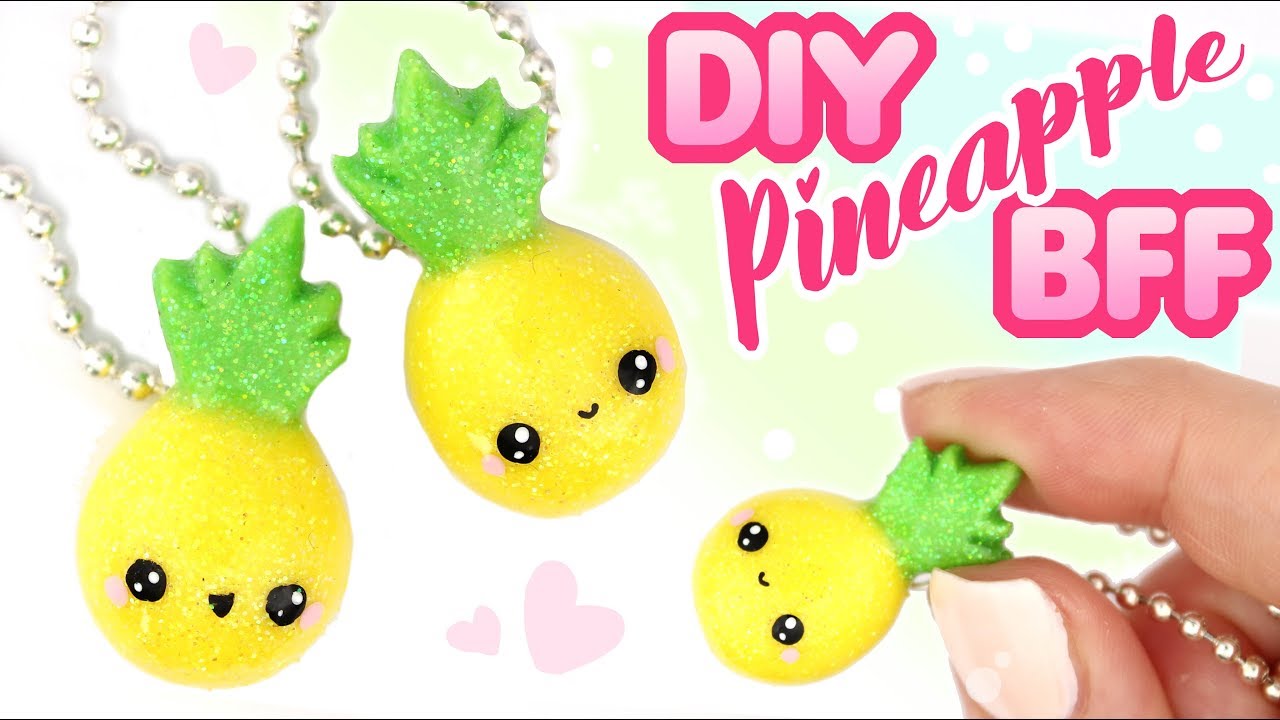 DIY BFF GLITTER PINEAPPLE charms - Polymer Clay tutorial | KAWAII FRIDAY