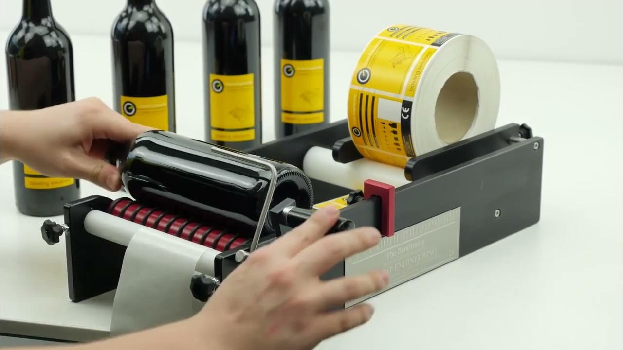 Wine Bottle Labelling on the Manual BenchMATE label Applicator YouTube