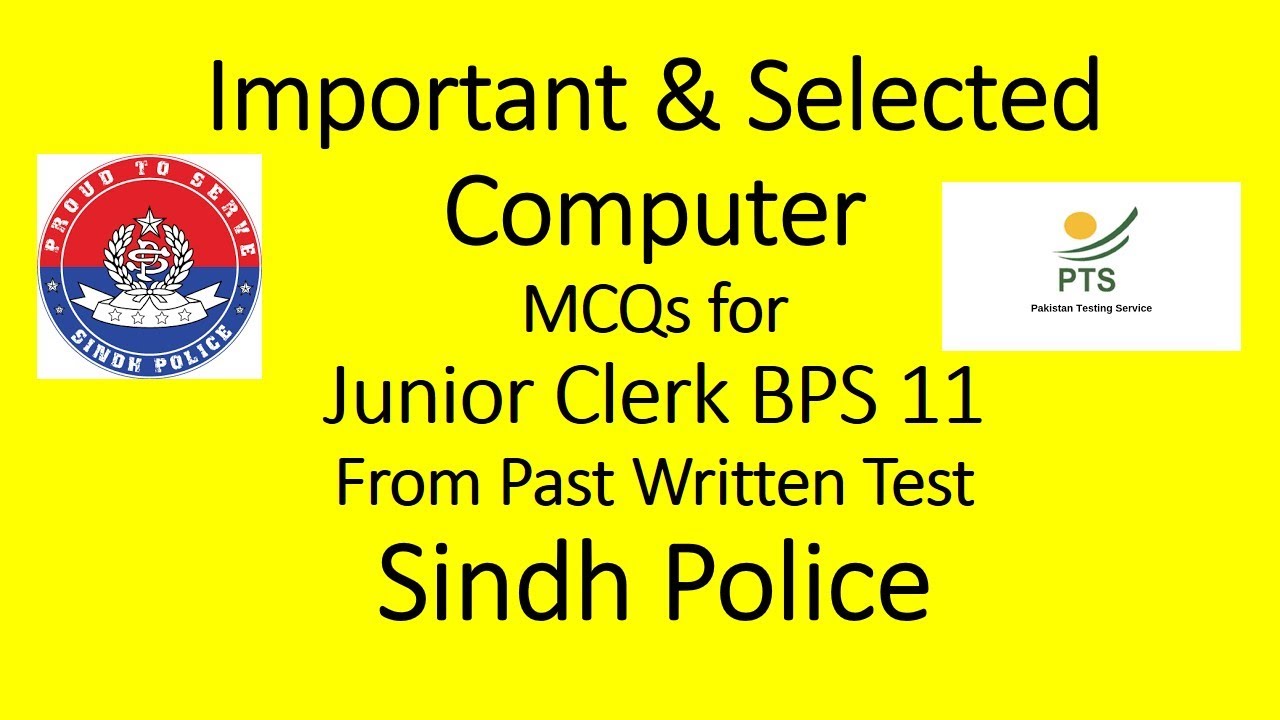 Important & Selected Computer MCQs for Junior Clerk Sindh Police