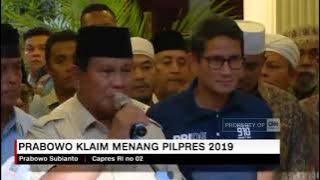Prabowo  klaim menang pilpres 2019