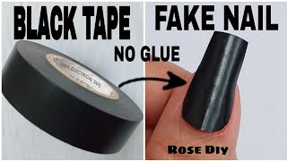 HOW TO MAKE FAKE NAILS OUT OF BLACK TAPE | DIY FAKE NAILS WITH BLACK TAPE | NO NAIL GLUE AT HOME